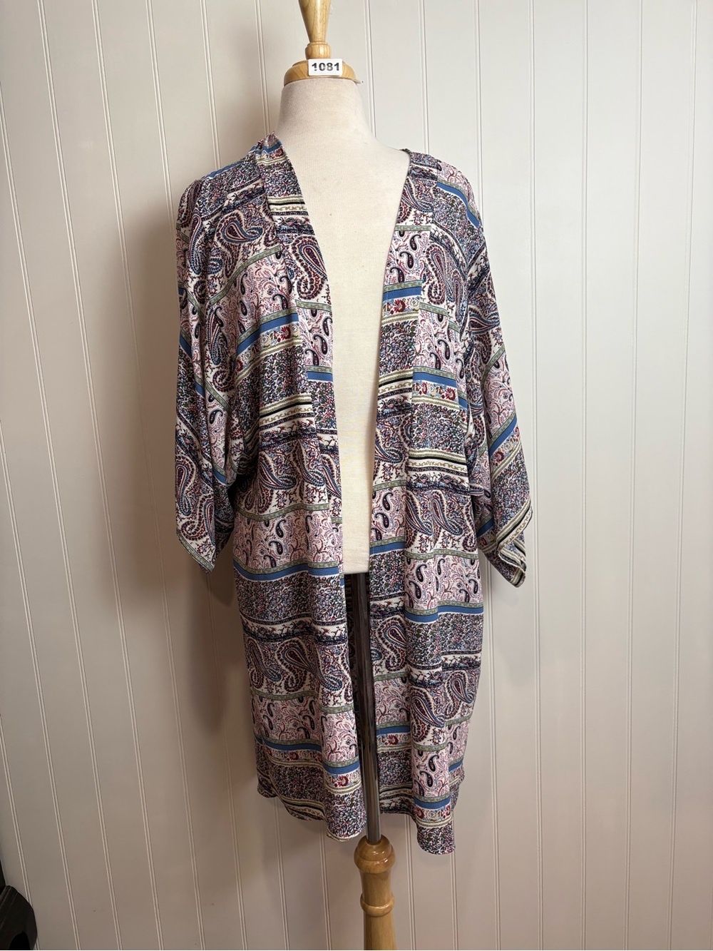 Lavender Field Paisley Boho Kimono Duster Cardigan Cover Up Festival OS